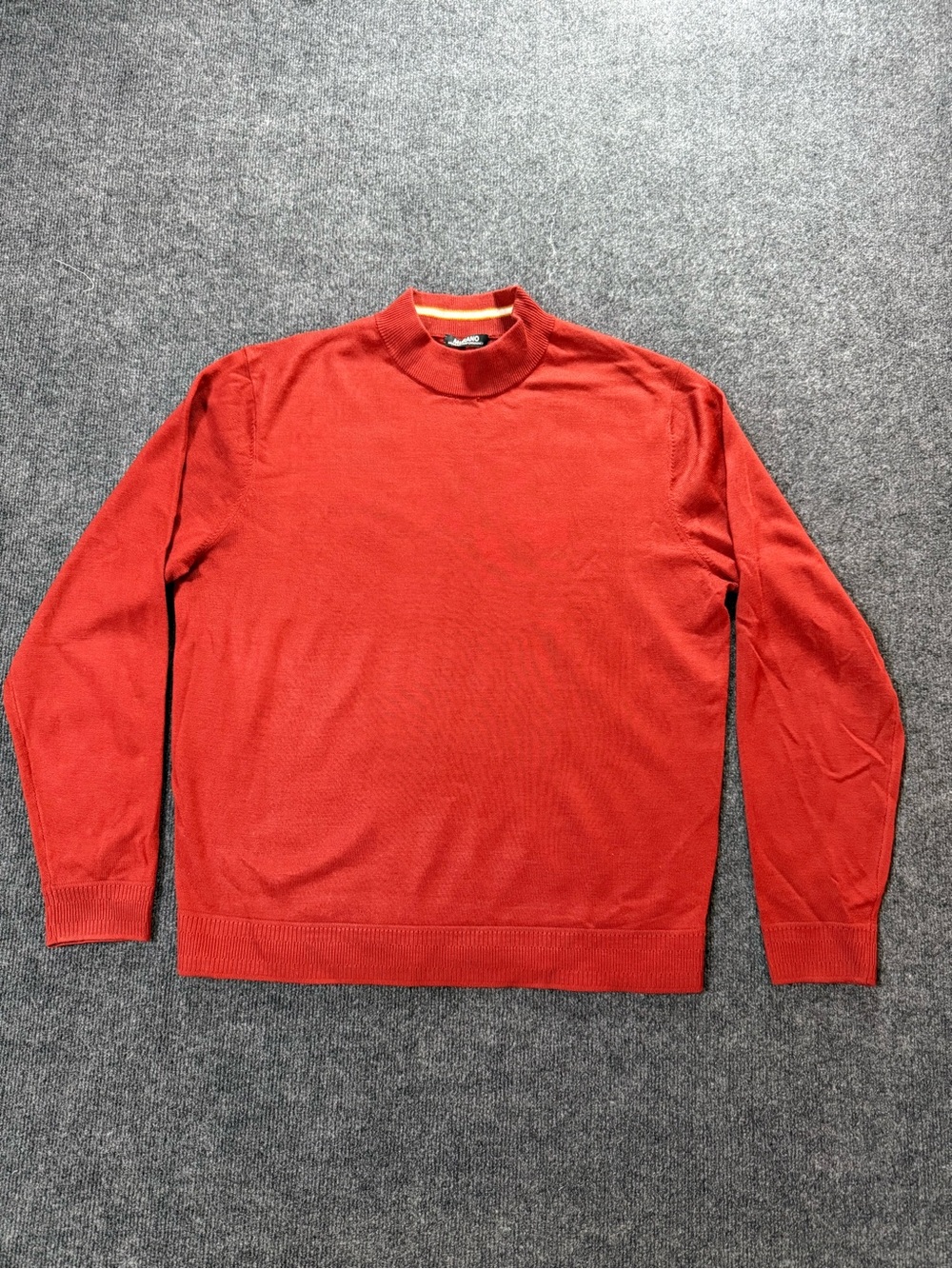 Murano Modern Performance Mens L Mock Neck Sweater Rust Orange Long Sleeve Knit
